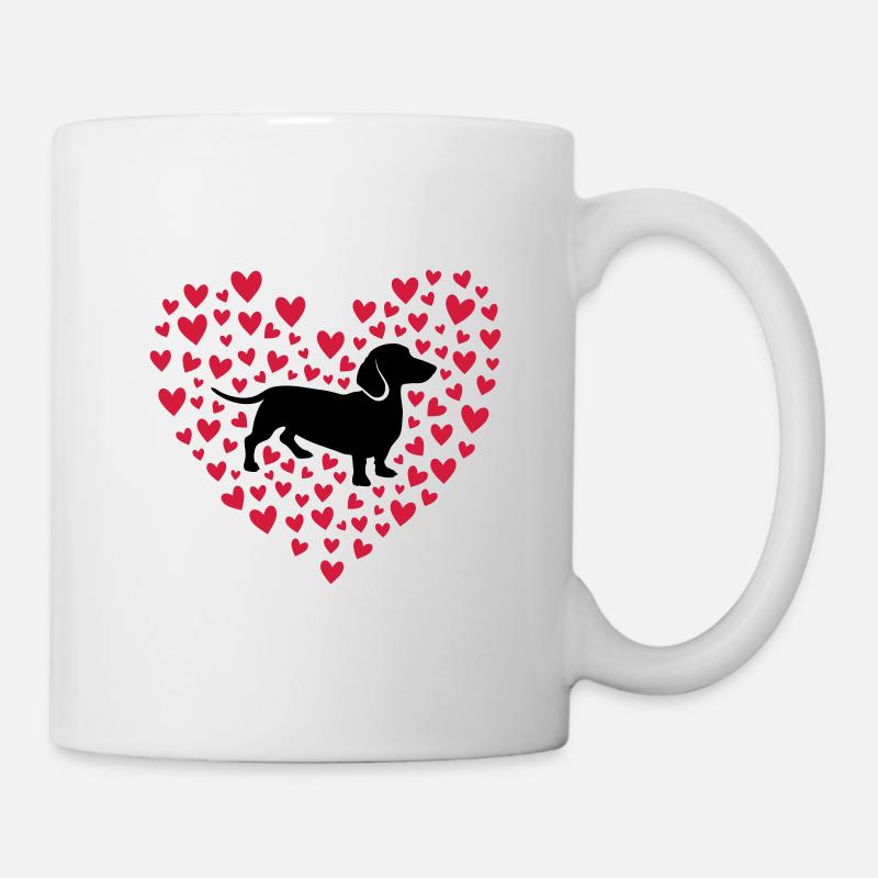 SÜSSER HERZ DACKEL, DACHSHUND MIT HERZEN - Tasse - Weiß