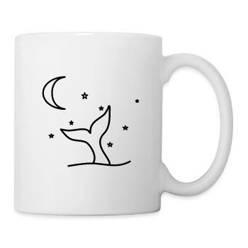 Baleine Dauphin Mer Océan Lune Bande dessinée Doux mer - Mug blanc - blanc - Droite