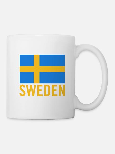 Suède avec drapeau suédois - Mug blanc - blanc