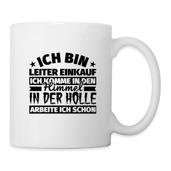 Leiter Einkauf Geschenk lustig Himmel Hölle - Tasse - Weiß - Rechts