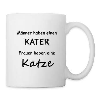 Frauen haben keinen Kater, sie haben eine Katze! - Tasse - Weiß - Rechts