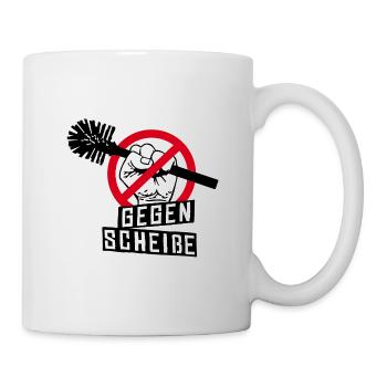 Gegen Scheiße Klobürste Politik Anti Dagegen - Tasse - Weiß - Rechts