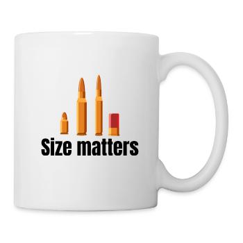 Proof that size matters | Gun joke - Tasse - Weiß - Rechts