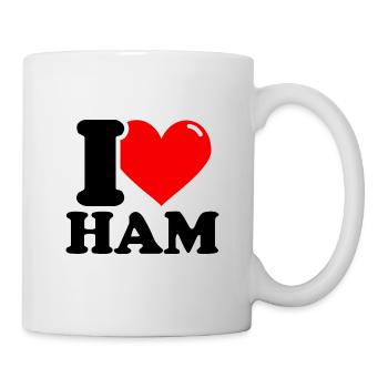 Ich liebe Schinken - Tasse - Weiß - Rechts