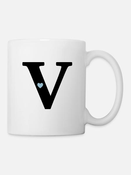 Buchstabe V Anfangsbuchstabe - Tasse - Weiß