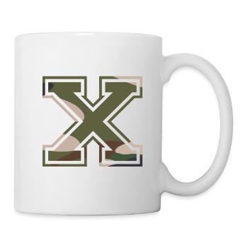 X, Monogram, Camouflage Green-Brown - Mug - white - Right
