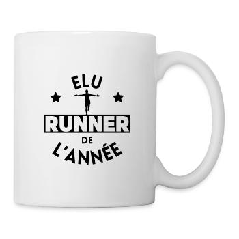 Élu runner de l'année noir - Mug blanc - blanc - Droite