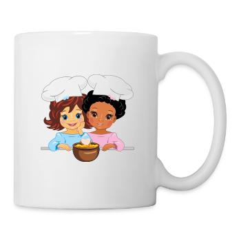 Two little friends love to cook together - Mug - white - Right