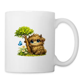 Un doux bœuf poilu sur la prairie fleurie - Mug blanc - blanc - Droite