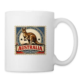 Kangaroo Vintage Stamp Australien - Tasse - Weiß - Rechts
