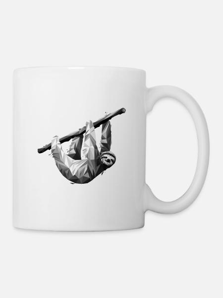Das Faultier im polygonalen Stil - Tasse - Weiß