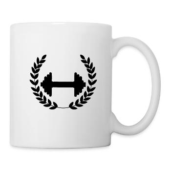 Dumbbell wreath fitness training health - Mug - white - Right