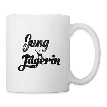 Jungjägerin Jungjäger Jägerin Jagd Papa Jagdschein - Tasse - Weiß - Rechts