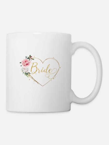 Herz BlumenTeam Bride personalisierbar - Tasse - Weiß