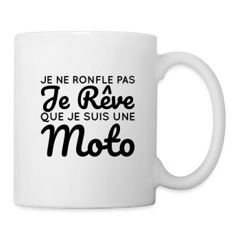 Je ne ronfle pas je rêve que je suis une moto - Mug blanc - blanc - Droite
