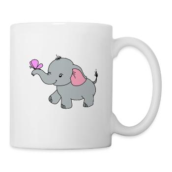 Elefant Schmetterling Niedlich - Tasse - Weiß - Rechts