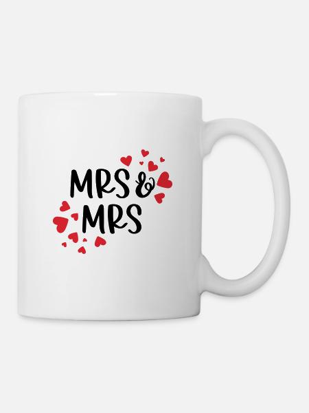 MRS & MRS LIEBE LIEBEN GIRLS FRAUEN LGBT MOTIVE - Tasse - Weiß
