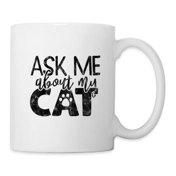 Posez-moi des questions sur mon chat - Drôles de dictons de chat - Mug blanc - blanc - Droite