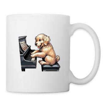Golden Retriever Playing Piano - Mug - white - Right