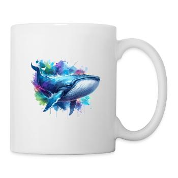 Blauwal Bunter Hintergrund - Tasse - Weiß - Rechts