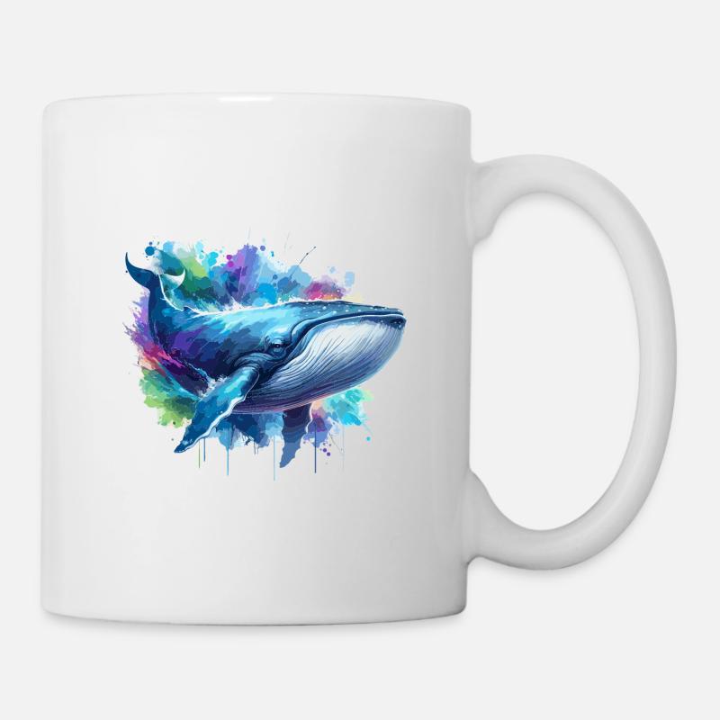 Blauwal Bunter Hintergrund - Tasse - Weiß