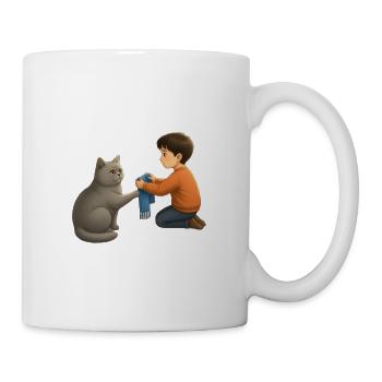 Teodoro y la bufanda azul | Junge und Katze - Tasse - Weiß - Rechts
