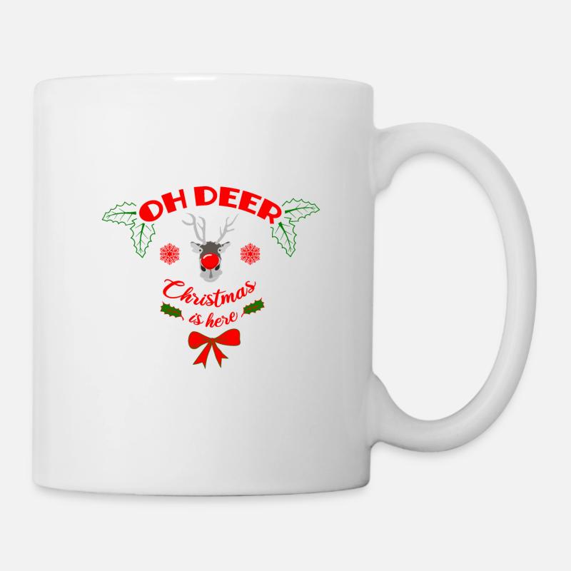 Oh deer christmas is here - Mug blanc - blanc