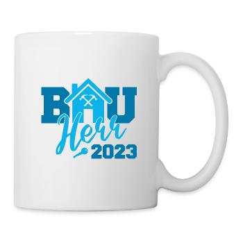 Bauherr 2023 Baustelle Hausbau Eigenheim Bau - Tasse - Weiß - Rechts