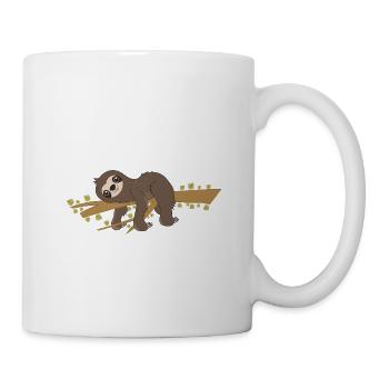 Fauler Faulenzer Relax Faultier Spruch Morgen - Tasse - Weiß - Rechts
