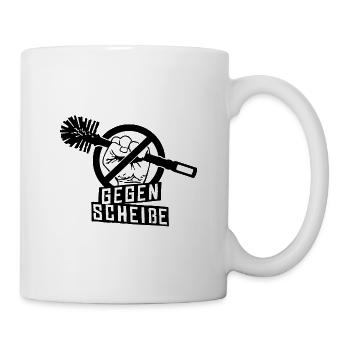 Gegen Scheiße Klobürste Politik Anti Dagegen - Tasse - Weiß - Rechts