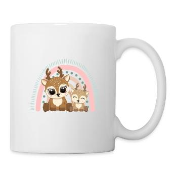 Baby Rentier Weihnachten Schwester Regenbogen - Tasse - Weiß - Rechts