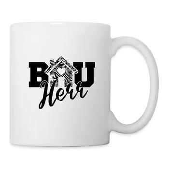 Bauherr mit Herz Baustelle Hausbau Eigenheim Bau - Tasse - Weiß - Rechts