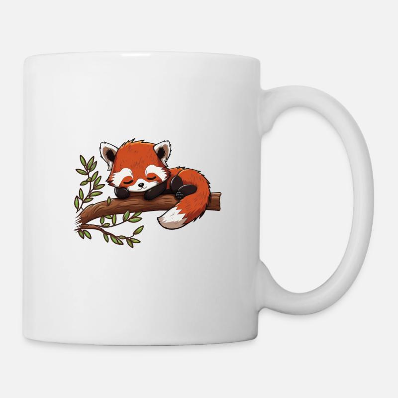 Le panda roux dort sur une chemise de sommeil d’animal de branche - Mug blanc - blanc