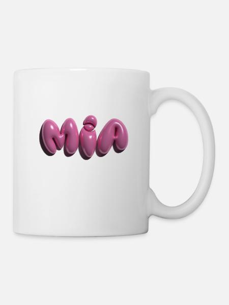 mia,ballonschrift,3d,ballon,pink - Tasse - Weiß