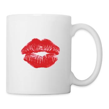 Kussmund rot - Tasse - Weiß - Rechts