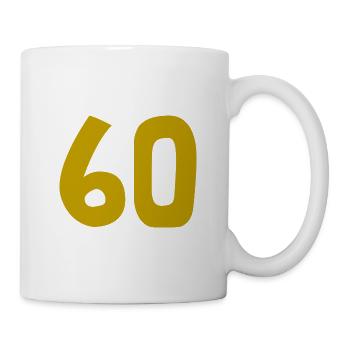 60. 60 JAHRE. 60-JÄHRIGES JUBILÄUM. 60. GEBURTSTAG. - Tasse - Weiß - Rechts