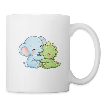 Best Friends Forever – Cute Elephant & Dino - Mug - white - Right