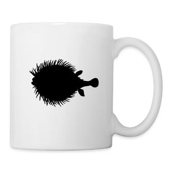 Idée de cadeau Puffer fish silhouette noire - Mug blanc - blanc - Droite