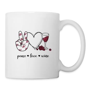 Peace Love Wine Love Wine Drinker Grape Harvest - Mug - white - Right