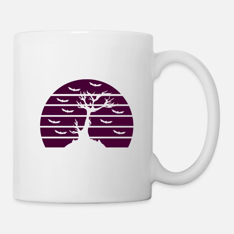 Halloween - Baum - Fledermäuse - Tasse - Weiß