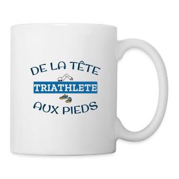De la tête aux pieds, Triathlète. Cadeau sportif - Mug blanc - blanc - Droite