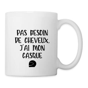 pas besoin de cheveux j'ai mon casque - Mug blanc - blanc - Droite