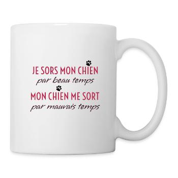 Je sors mon chien mon chien me sort. Cadeau humour - Mug blanc - blanc - Droite