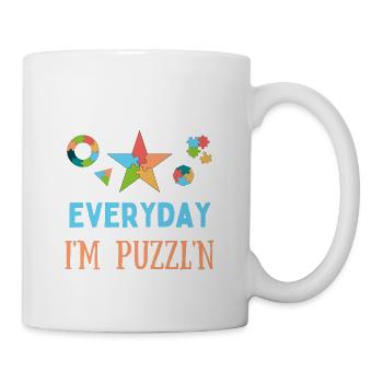 Jeden Tag bin ich Puzzl'n'Puzzle-Enthusiasten beim Puzzeln - Tasse - Weiß - Rechts