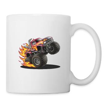 Monstertruck mit lodernden Reifen - Mug blanc - blanc - Droite