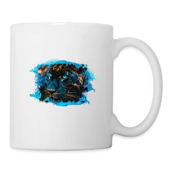 wildkatze,Tiger,Leopard,Pailletten,Glitzer,gold - Tasse - Weiß - Rechts