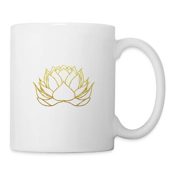 Blume des Lebens Lotosblume Gold Geschenk - Tasse - Weiß - Rechts