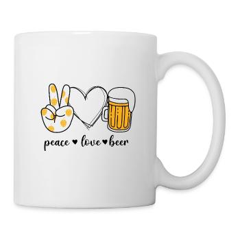 Peace Love Bière Peace Hand Signal Bière - Mug blanc - blanc - Droite