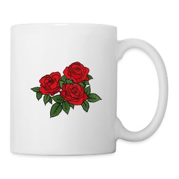 Rote Rosen - Tasse - Weiß - Rechts