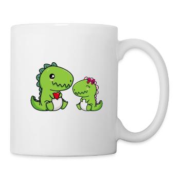 Großer Bruder Dino Geschwister Kleine Schwester - Tasse - Weiß - Rechts